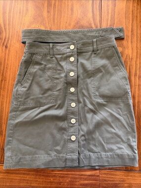 Talbots Women’s 2P Olive Green Button-Front Mini Skirt with Belt